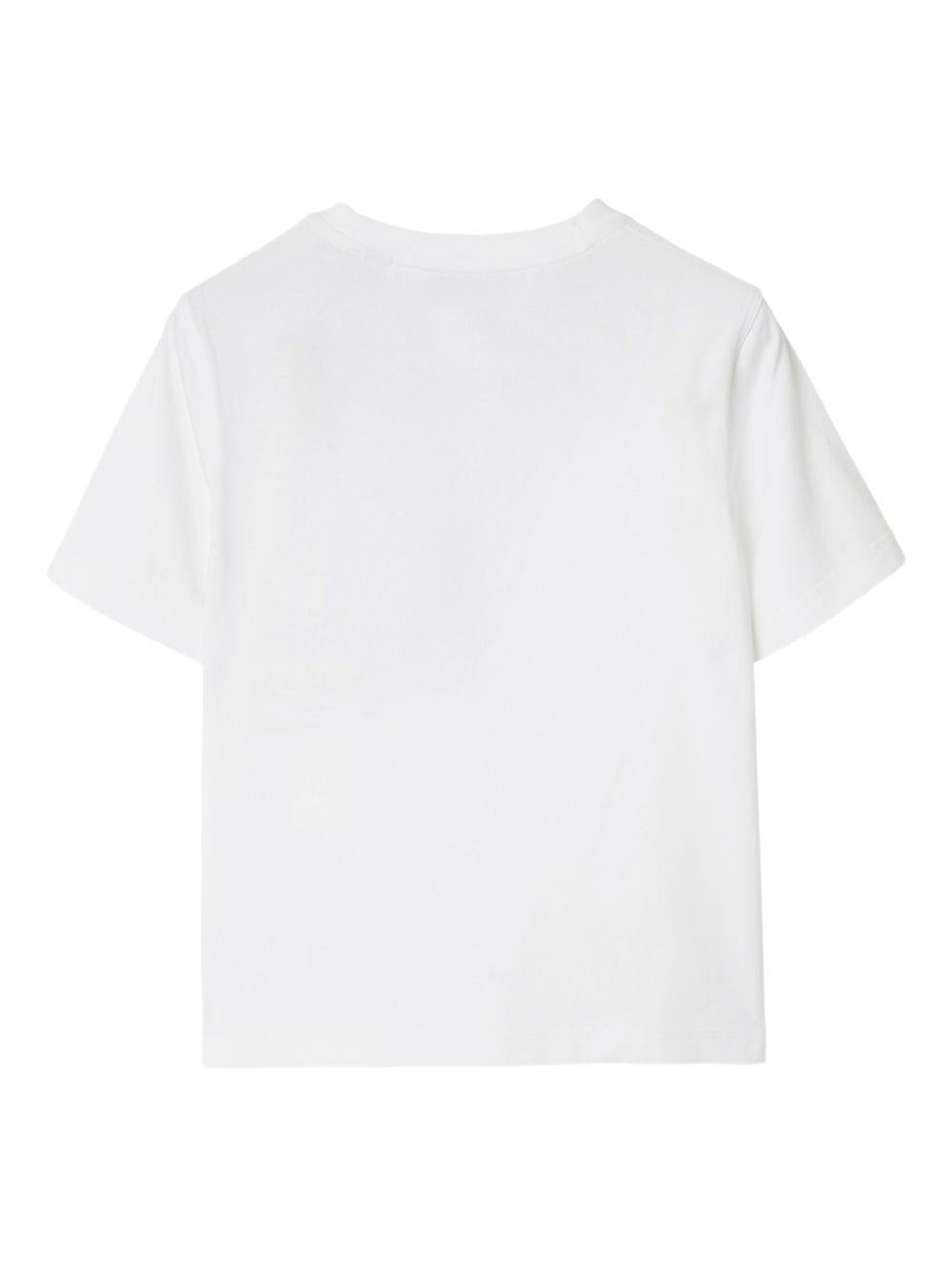 T-shirt per bambino Burberry Kids bianco con applicazione a quadri 8108604 A1464 BURBERRY KIDS 