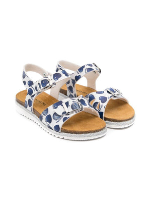 Sandali per bambina Monnalisa bianco con stampa a cuore blu