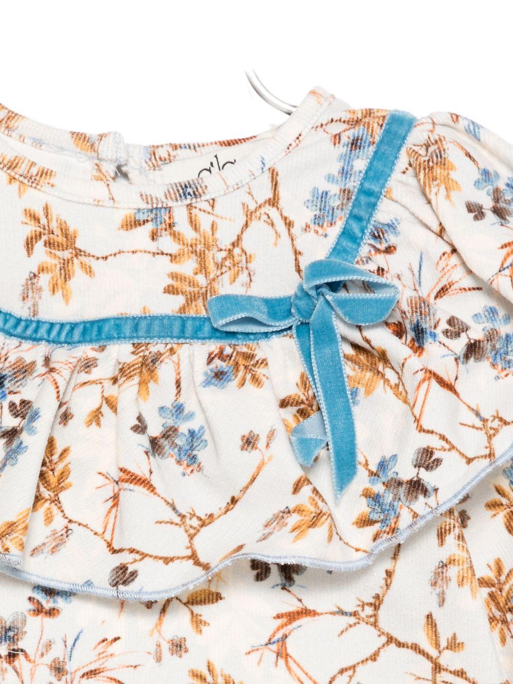 Camicia per neonata A'lapage écru con stampa floreale AL27BNB CELESTE A'LAPAGE 