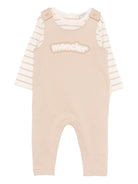 Completo per neonato Moncler Kids beige con logo sul davanti L19518M0000389AKM 222 MONCLER ENFANT 