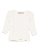 Cardigan per neonata La Stupenderia bianco con maglia a trecce 1WCCRR25 801 LA STUPENDERIA 