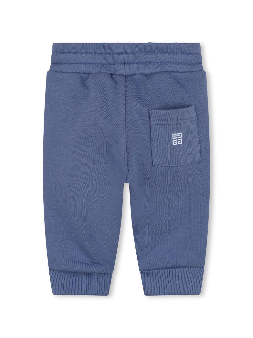 Pantaloni sportivi per neonati Givenchy Kids blu con coulisse e stampa ad arco bianco H30457 81A GIVENCHY KIDS 