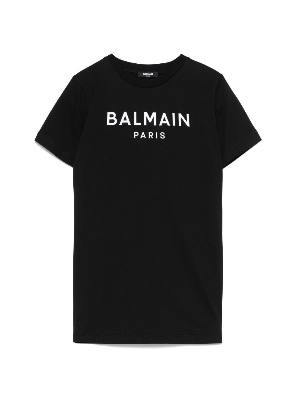 Abito con logo in rilievo per bambina Balmain Kids nero con girocollo BW1B11 Z0082 930BC BALMAIN KIDS 