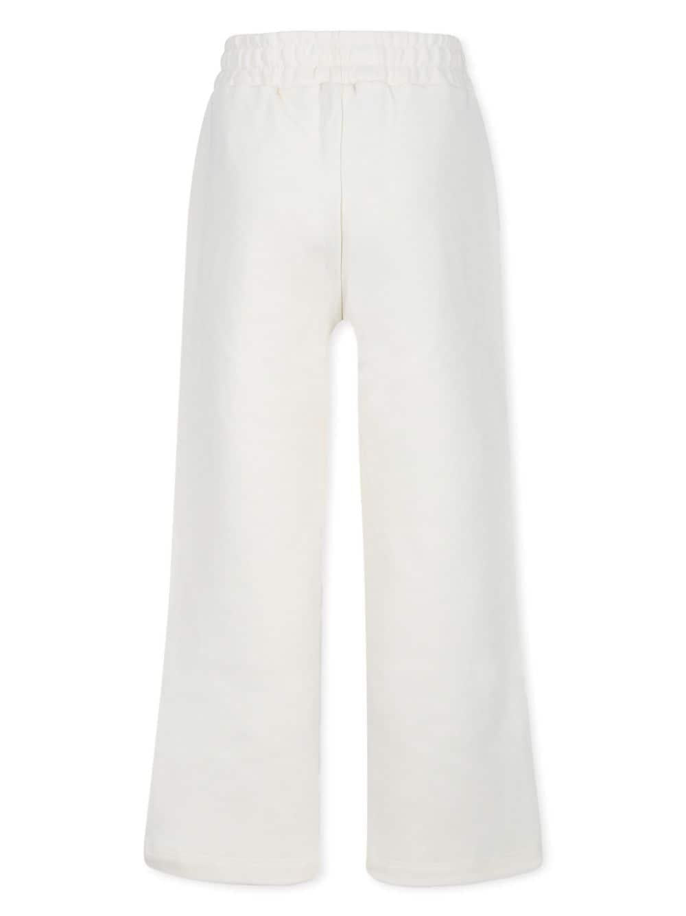 Pantaloni con logo ricamato per bambina MSGM Kids bianco con elastico in vita F4MSJGFP217 013 MSGM KIDS 