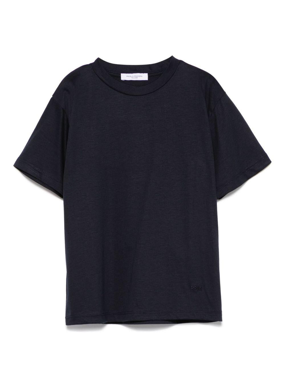 T-shirt per bambino Paolo Pecora Kids blu con logo ricamato PP3906 BLU PAOLO PECORA KIDS 