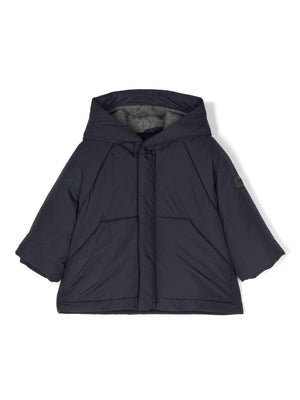 The Owl blue padded design baby down jacket with applique