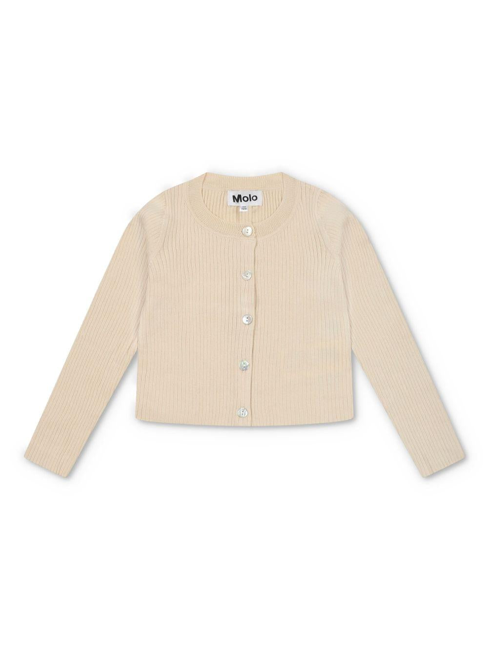 Cardigan Giselle per bambina Molo beige con bottoni in madreperla 2S25K302 5410 MOLO 