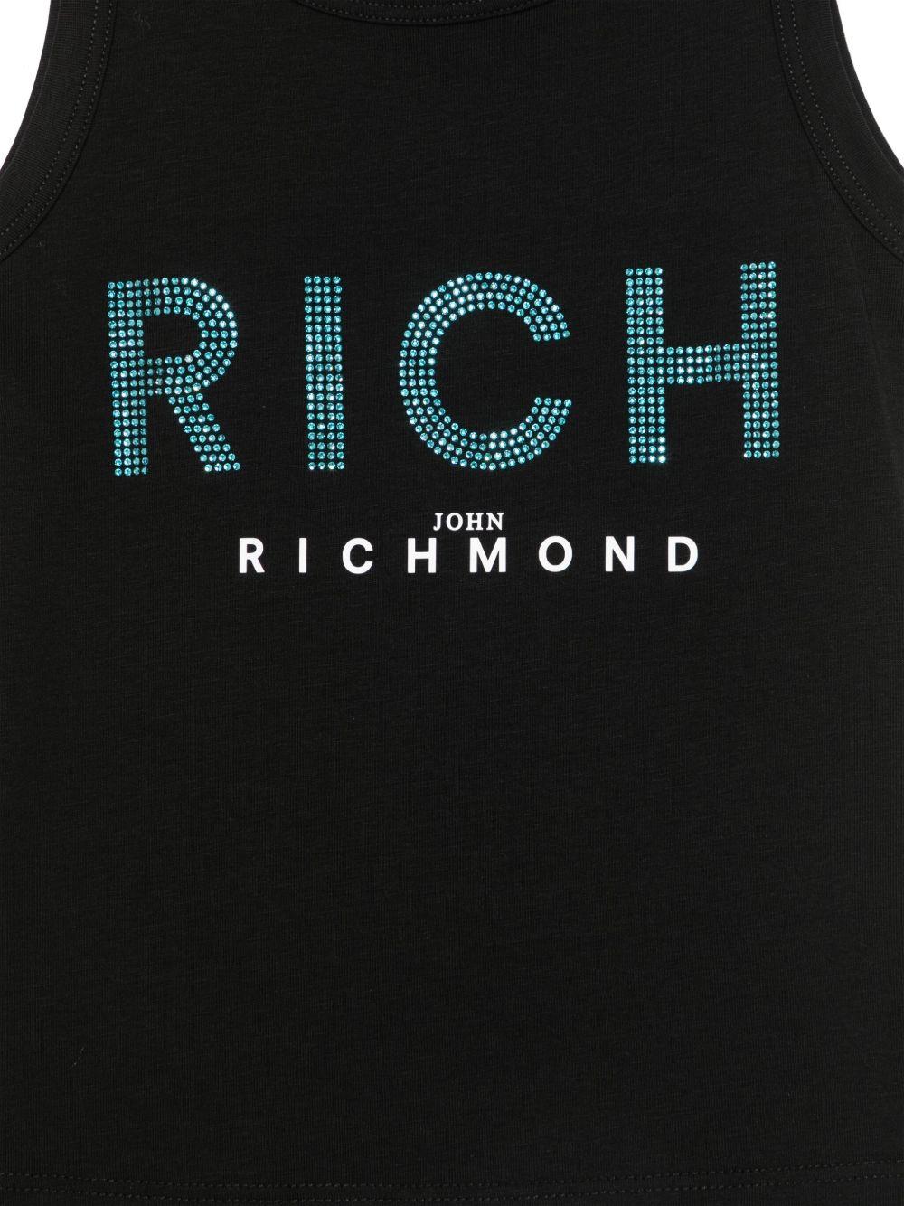 Canotta per bambina John Richmond Junior nero con logo in strass RGP25133CN BLACK JOHN RICHMOND JUNIOR 