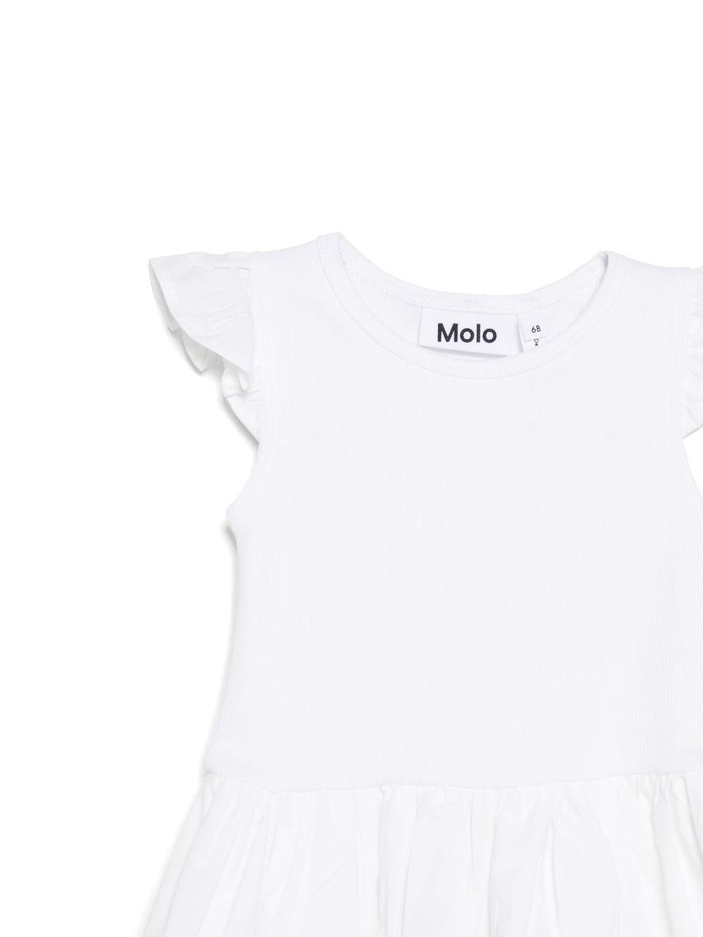 Abito per neonata Molo bianco Cimi con targhetta con logo e dettagli con ruches 4S25E101 5474 MOLO 