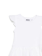 Abito per neonata Molo bianco Cimi con targhetta con logo e dettagli con ruches 4S25E101 5474 MOLO 