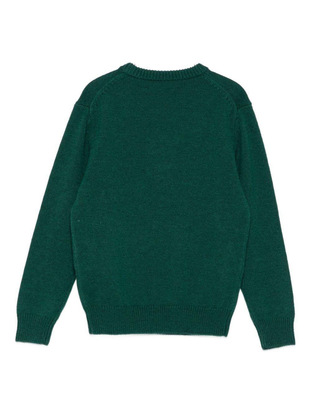 Maglione per bambino MC2 Saint Barth Kids verde con ricamo treno sul davanti DOU0001 00349I MC2 ST. BARTH KIDS 