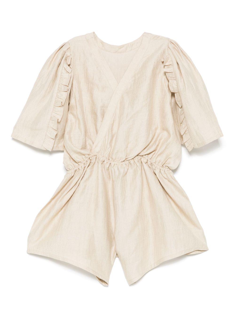 Tuta corta per bambina Donsje Femmie beige con dettagli con ruches 4092200 00007 DONSJE 