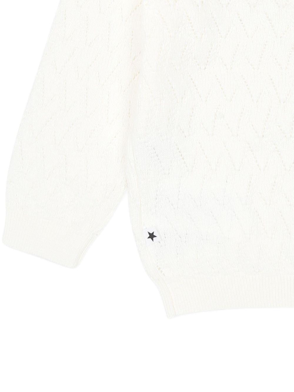 Cardigan per neonata Molo bianco in maglia con scollo rotondo 4S25K303 5474 MOLO 