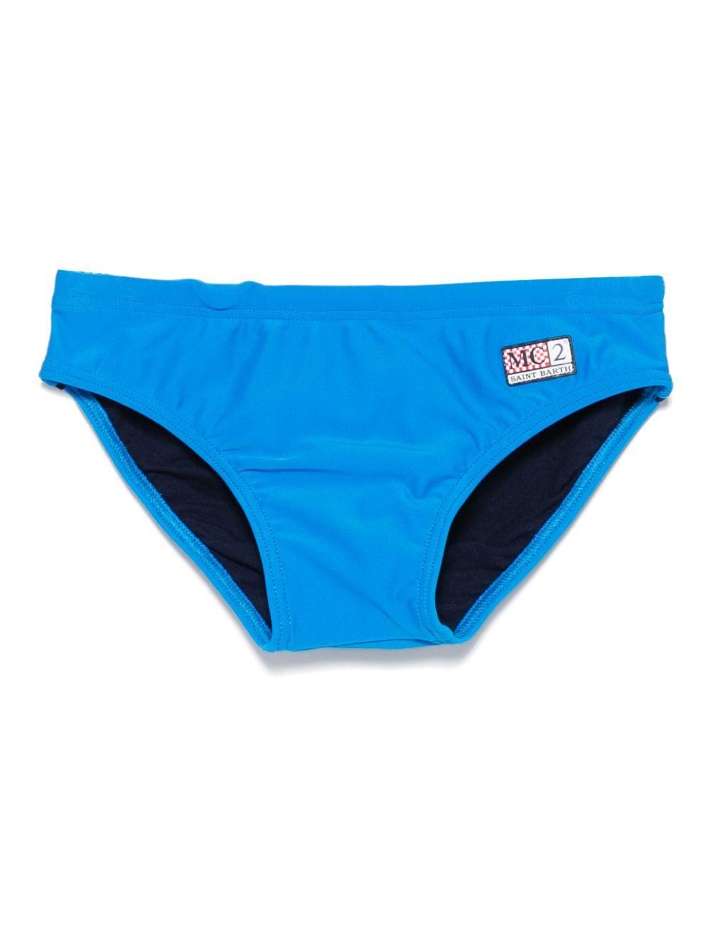 Costume da bagno per bambino Mc2 Sainth Barth Kids blu Billy con mini targhetta con logo BIL0001 01277H MC2 ST. BARTH KIDS 