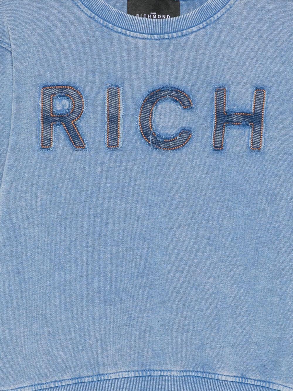 Felpa per bambino John Richmond Junior azzurro con logo RBP25112FE BLUE MELANGE JOHN RICHMOND JUNIOR 