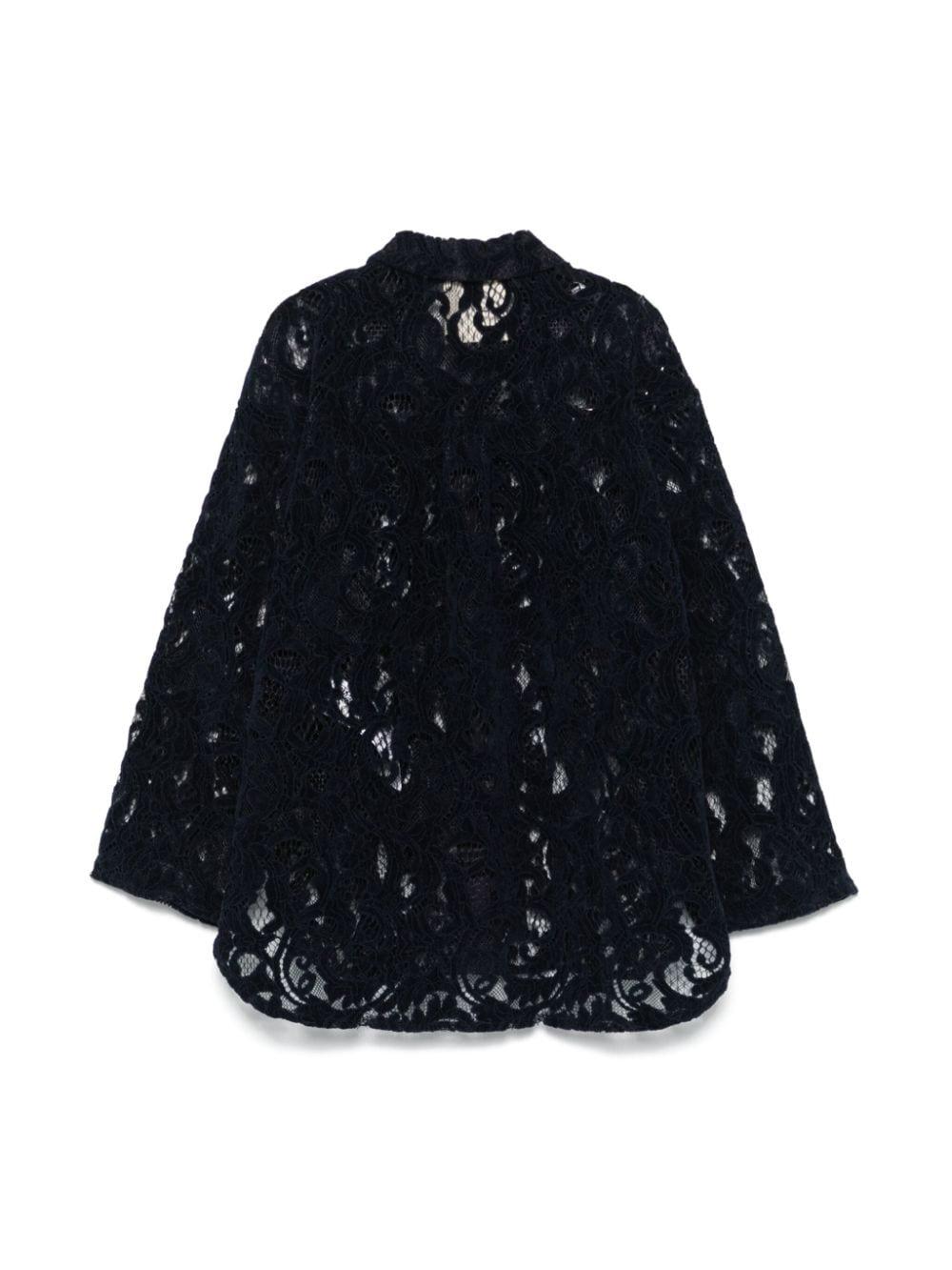 Camicia per bambina Douuod Kids blu in pizzo con stampa slogan DV5A30 U0181 620 DOUUOD 