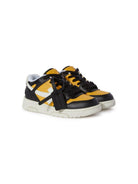 Sneakers Out Of Office per bambino Off-White Kids giallo con punta traforata OBIA011S25LEA001 1610 OFF WHITE KIDS 