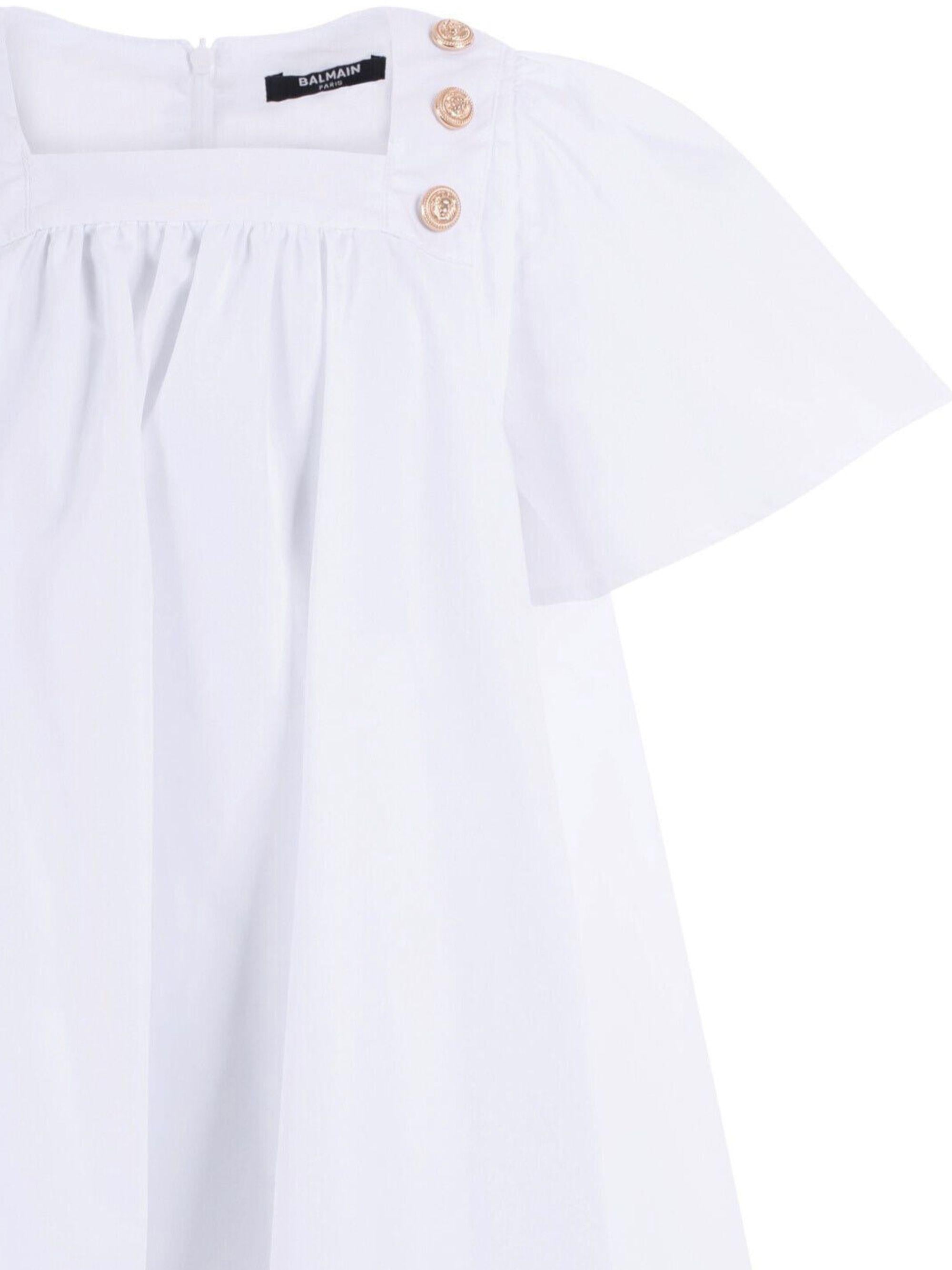 Abito per bambina Balmain Kids bianco con corpetto arricciato BY1C91 P0562 100 BALMAIN KIDS 