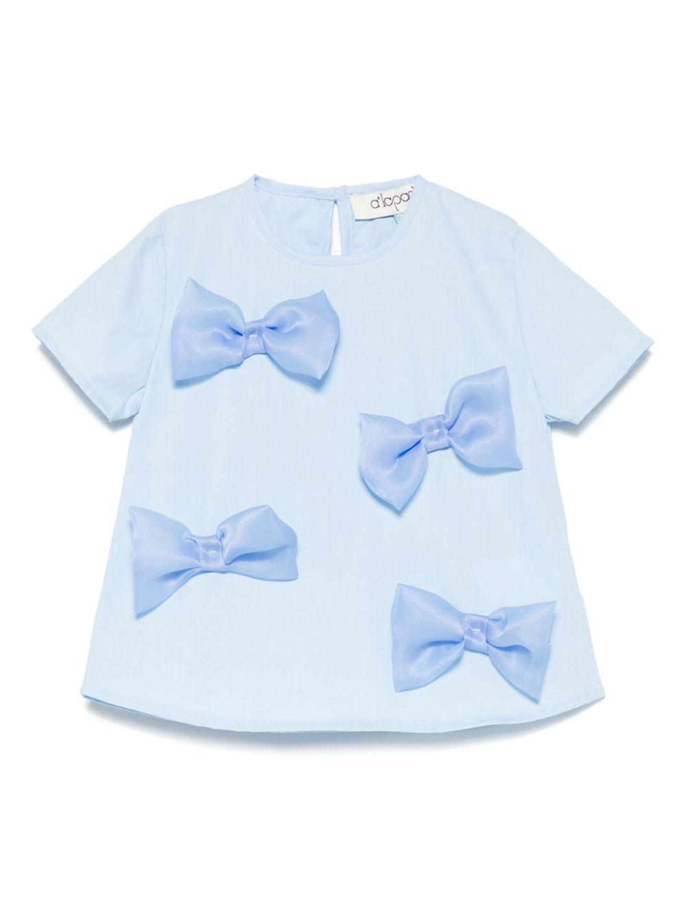 T-shirt per neonata A'lapage azzurro in cotone con dettaglio fiocchi AL09 CARTA DA ZUCCHERO A'LAPAGE 