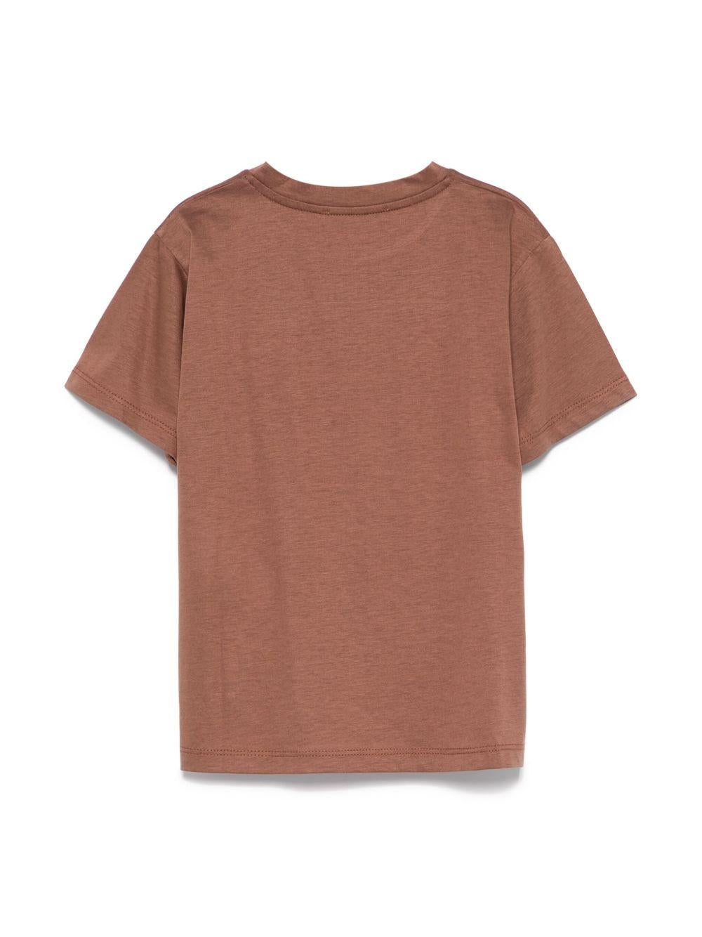 T-shirt per bambino Paolo Pecora Kids marrone con logo ricamato PP3906 TABACCO PAOLO PECORA KIDS 