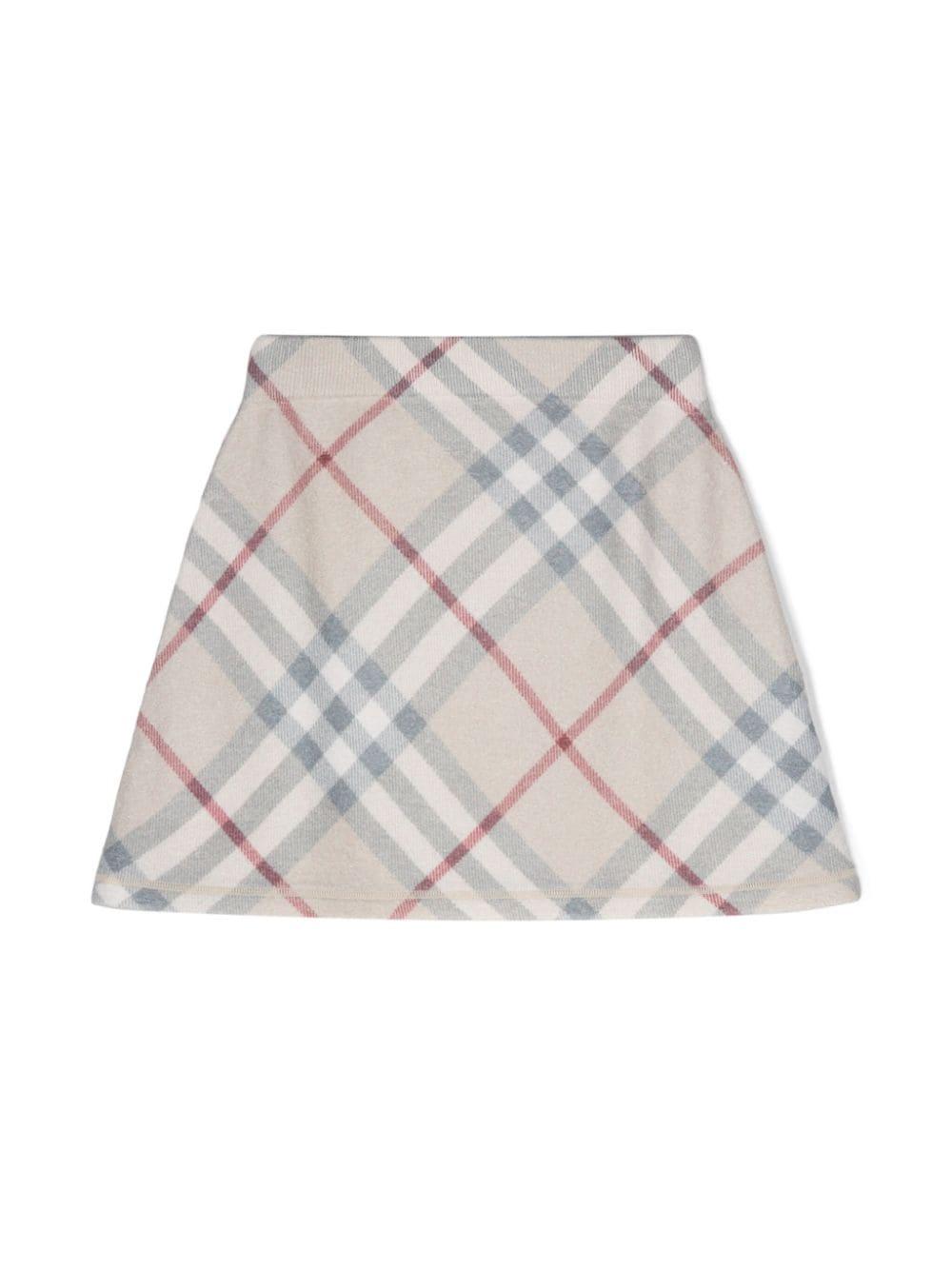 Gonna a quadri per bambina Burberry Kids beige con design svasato 8093147 A2205 BURBERRY KIDS 