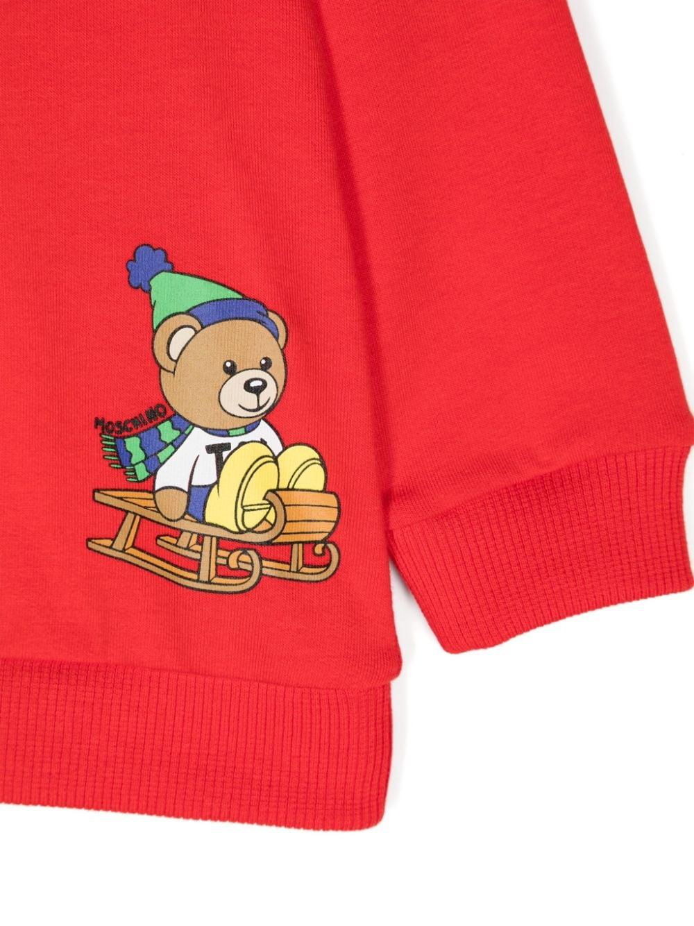 Felpa per neonato Moschino Kids rosso con stampa Teddy Bear M6F04QLDA17 50109 MOSCHINO KIDS 