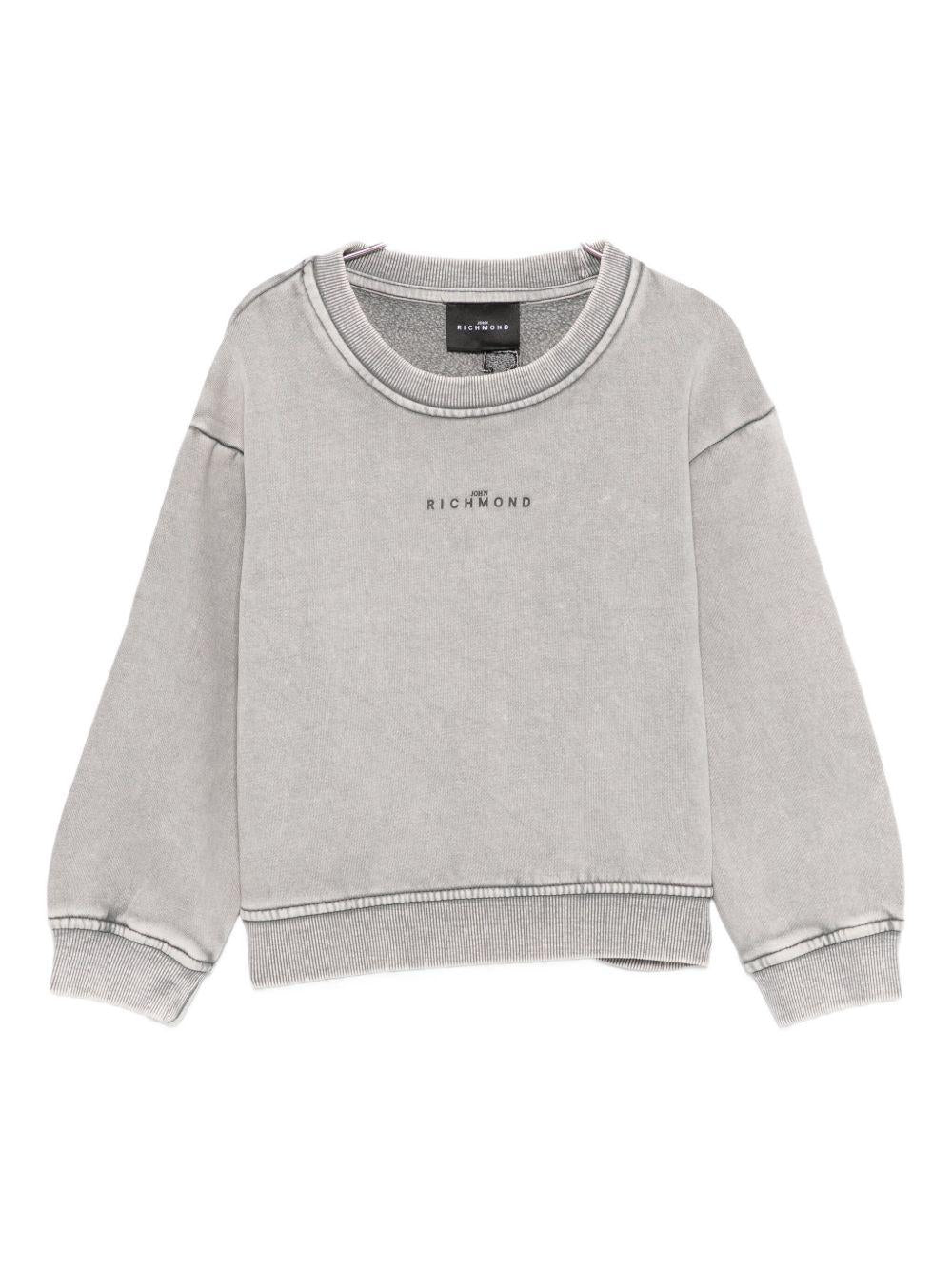 Felpa per bambina John Richmond Junior grigia con stampa logo RBA25122FE GREY STEEL JOHN RICHMOND JUNIOR 