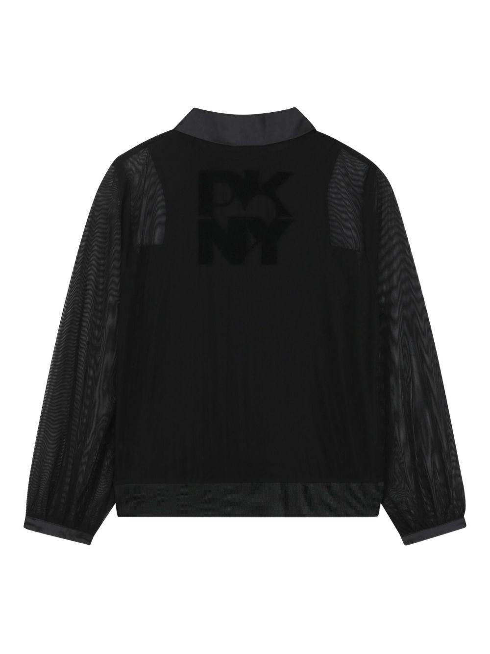 Camicia Utility per bambina Dkny Kids nera con effetto morié D62352 09B DKNY 