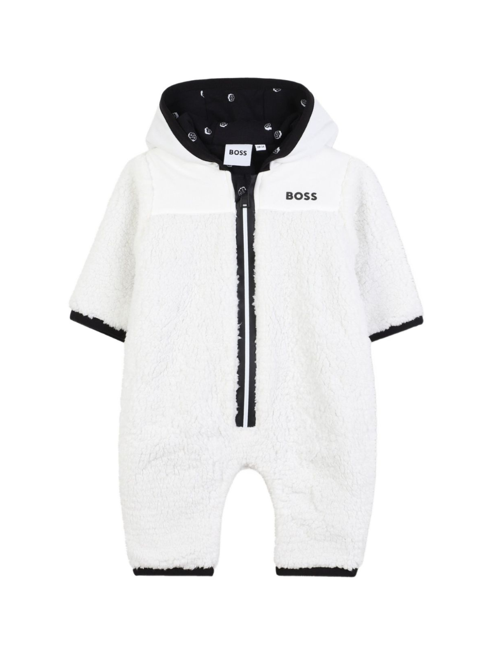 Tutina per neonato Boss Kids bianca con zip a contrasto J52488 117 BOSS KIDS 