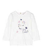 T-shirt con stampa grafica per neonata Monnalisa bianco con stampa con slogan 39D614 4007 0001 MONNALISA 