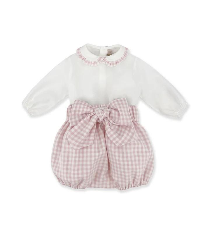 Tutina per neonata La Stupenderia rosa con motivo a quadretti 1TBCT02 Y18 LA STUPENDERIA 