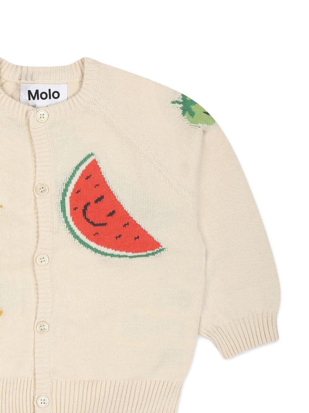 Cardigan per neonato Molo beige con motivo a intarsio e chiusura frontale con abbottonatura 6S25K301 3856 MOLO 