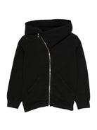 Felpa Mountain per bambino Rick Owens nera con cerniera asimmetrica BG02E5286 FP 09 RICK OWENS KIDS 