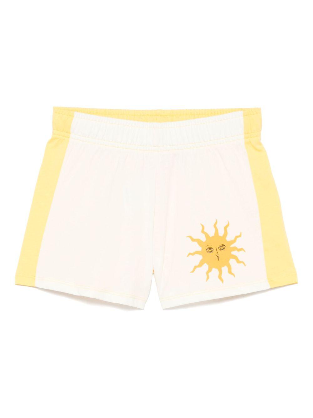 Shorts per bambina Mini Rodini bianco con stampa con sole 2563010911 OFF-WHITE MINI RODINI 