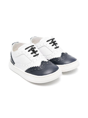 Brogues in pelle per bambino BabyWalker bianco con dettaglio traforato