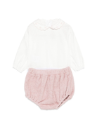 Set tutina e shorts per neonata La Stupenderia rosa con colletto smerlato 1TBCT08 M06PIN LA STUPENDERIA 