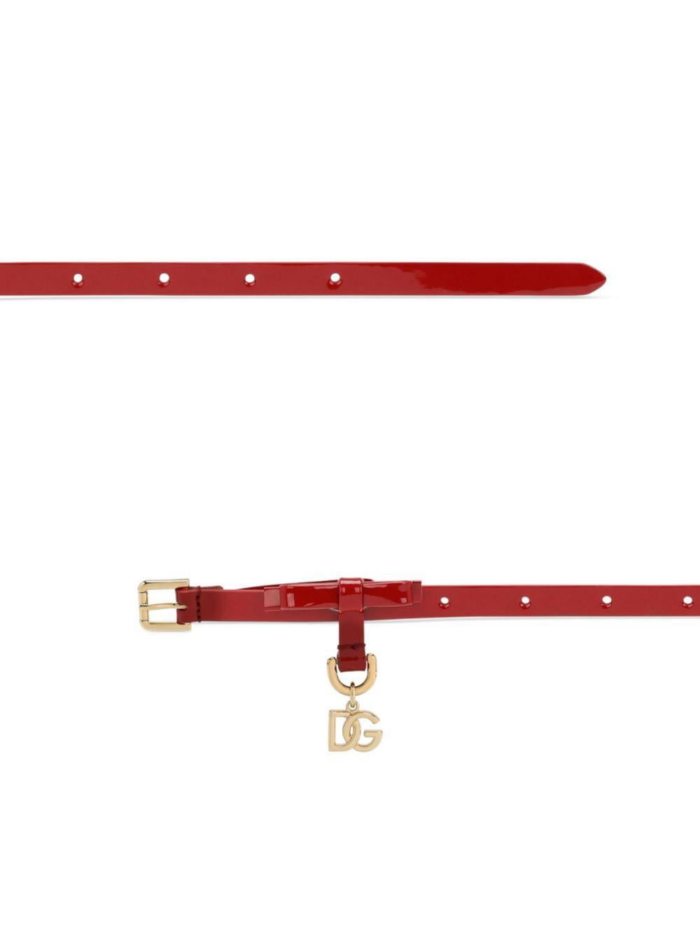Cintura per bambina Dolce & Gabbana Kids rosso con placca logo oro EE0067 A1471 87124 DOLCE & GABBANA KIDS 