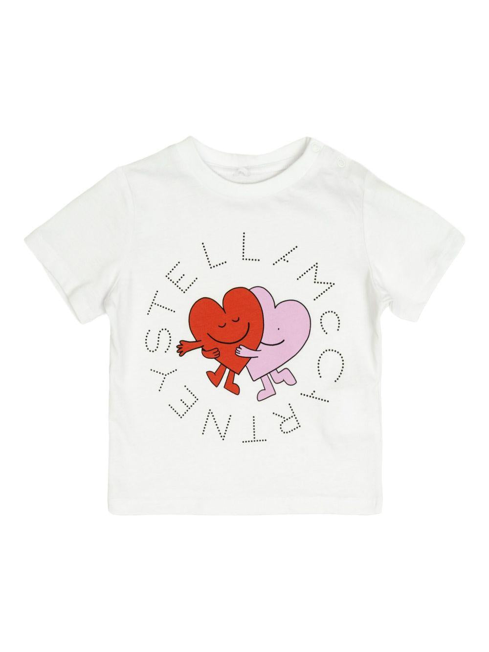 T-shirt per neonata Stella McCartney Kids bianco con stampa a cuore TX8001 Z0434 100 STELLA McCARTNEY KIDS 