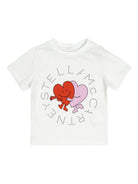 T-shirt per neonata Stella McCartney Kids bianco con stampa a cuore TX8001 Z0434 100 STELLA McCARTNEY KIDS 