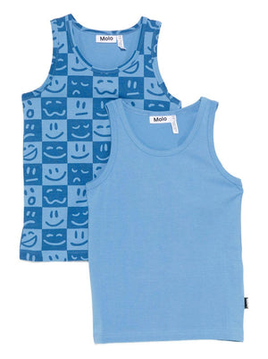 Set of two Molo blue tank tops for boys with different patterns