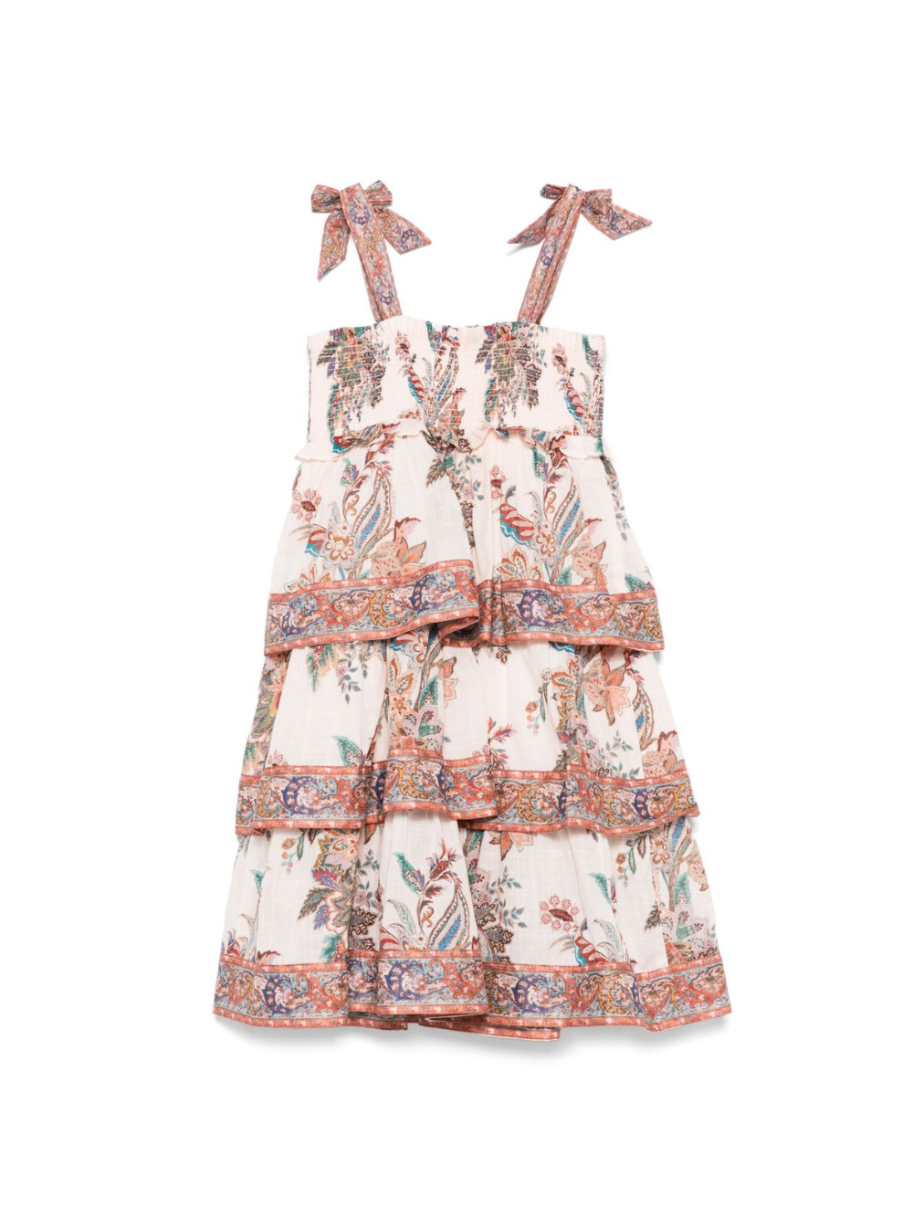 Abito per bambina ZIMMERMANN Kids Rhiannon beige con inserto con punto smock 8936DS S251 ZIMMERMANN KIDS 