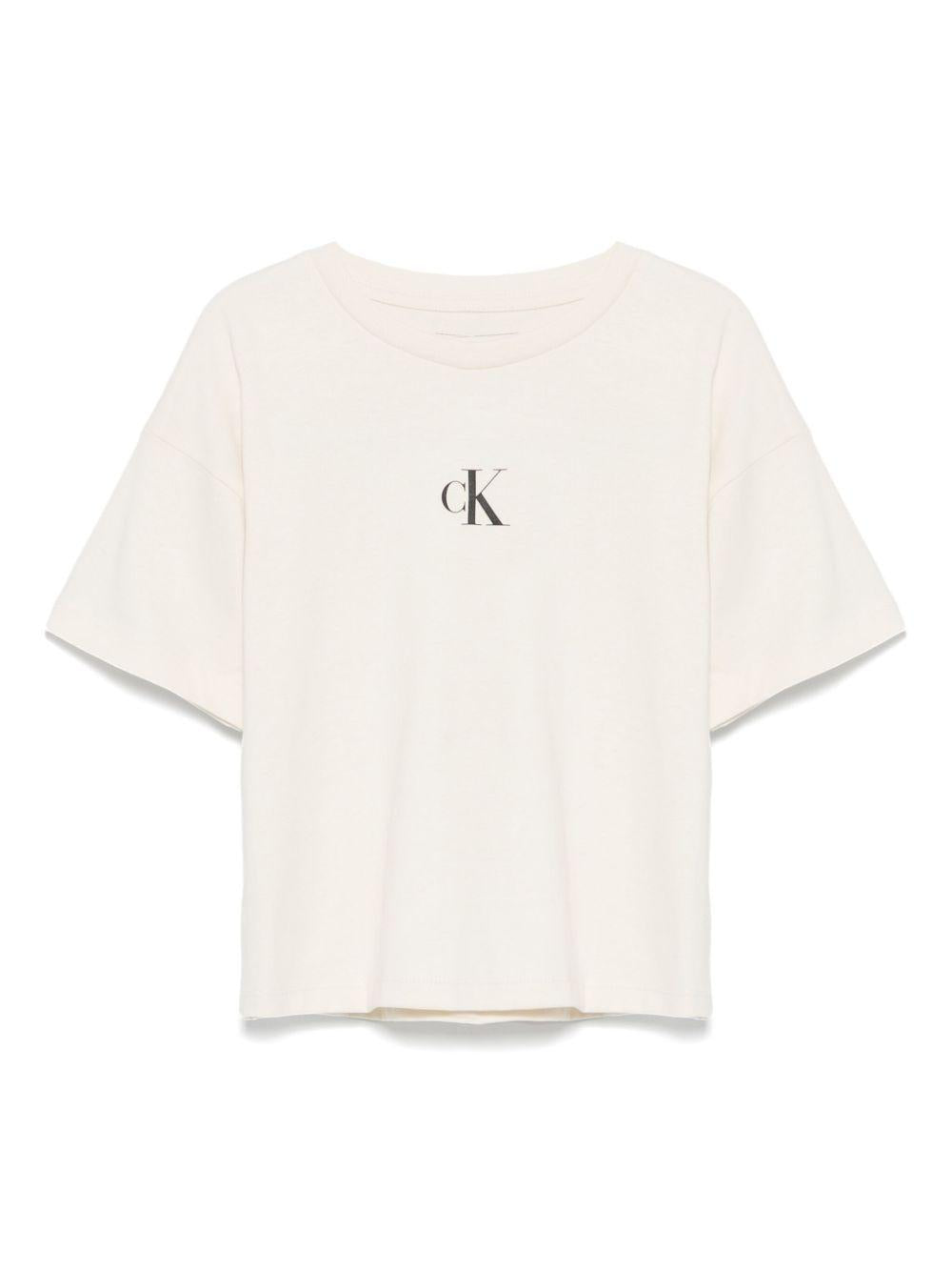 T-shirt con logo per bambina Calvin Klein Kids beige con orlo dritto IG0IG02136 CKS CALVIN KLEIN KIDS 