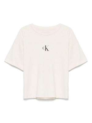 Calvin Klein Kids Girls' Beige Straight Hem Logo T-Shirt