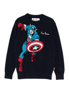Maglione per bambino MC2 Saint Barth Kids blu con Captain America DOU0001 02453I MC2 ST. BARTH KIDS 
