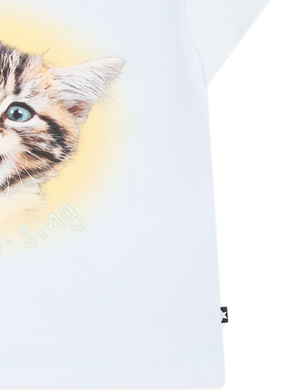 T-shirt per neonato Molo bianco con stampa gatto 6S25A204 3914 MOLO 