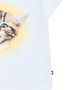T-shirt per neonato Molo bianco con stampa gatto 6S25A204 3914 MOLO 