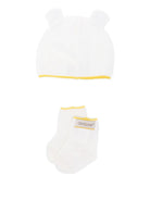 Berretto e calzini per neonati Gensami Kids bianco con bordo a contrasto (2 pezzi) SET-ALP-WE WHITE-BLUE GENSAMI 