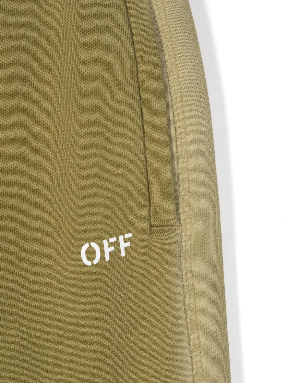 Pantaloni sportivi Off Stamp CL per bambino Off-White Kids verde con vita elasticizzata con coulisse interna OBCH001F24FLE001 5401 OFF WHITE KIDS 