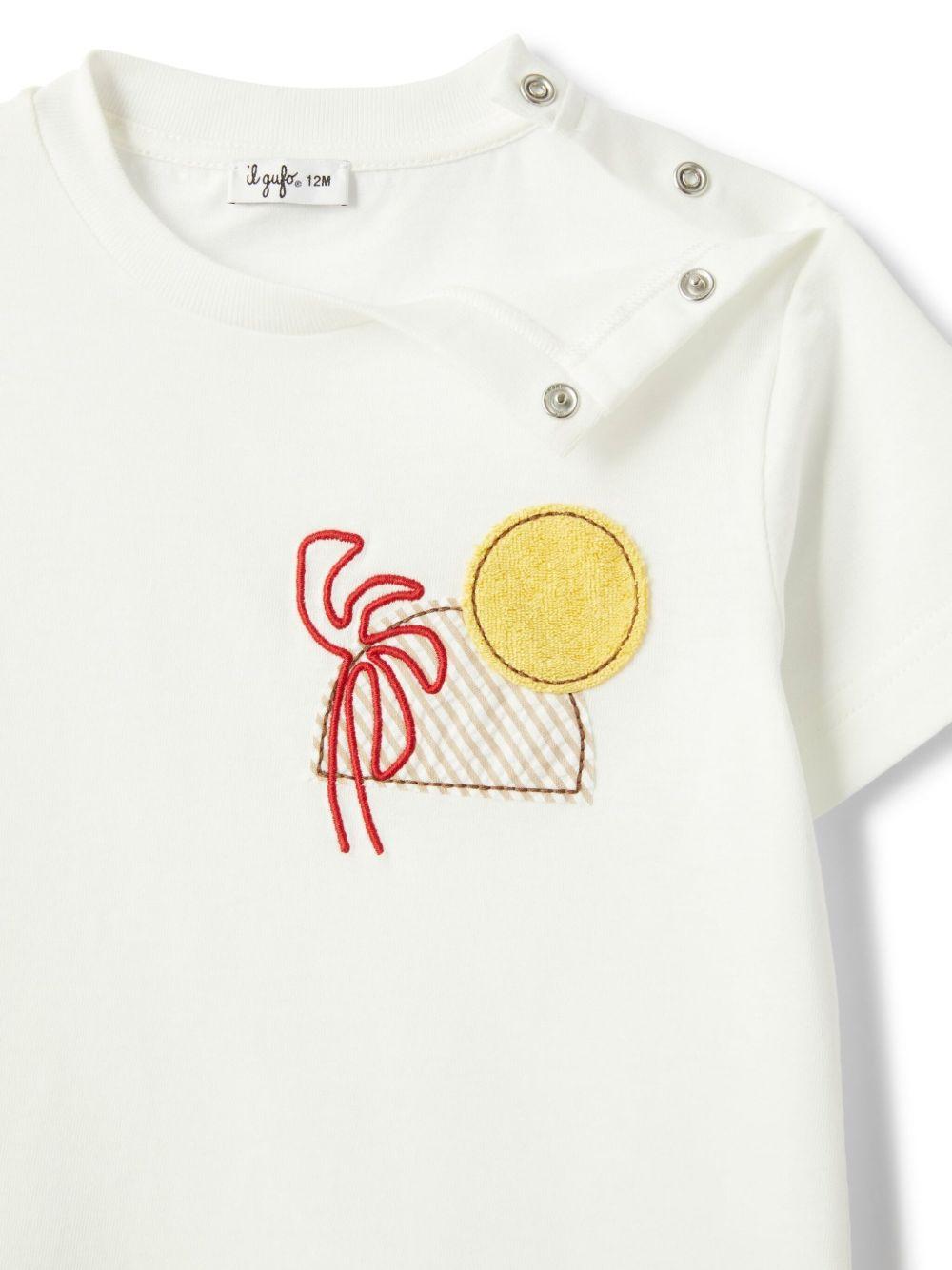 T-shirt con motivo sunset per neonato Il Gufo bianco con orlo dritto P25TS481MF001 1037 IL GUFO 
