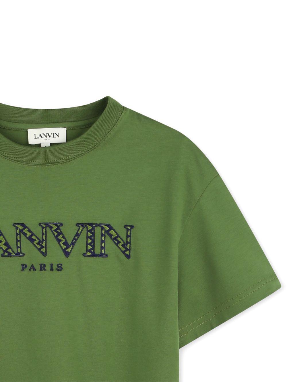 T-shirt per bambino Lanvin Enfant verde con logo sul davanti N30283 625 LANVIN 